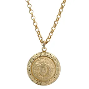 10K yellow gold rollo choker attach Medusa pendant-209061