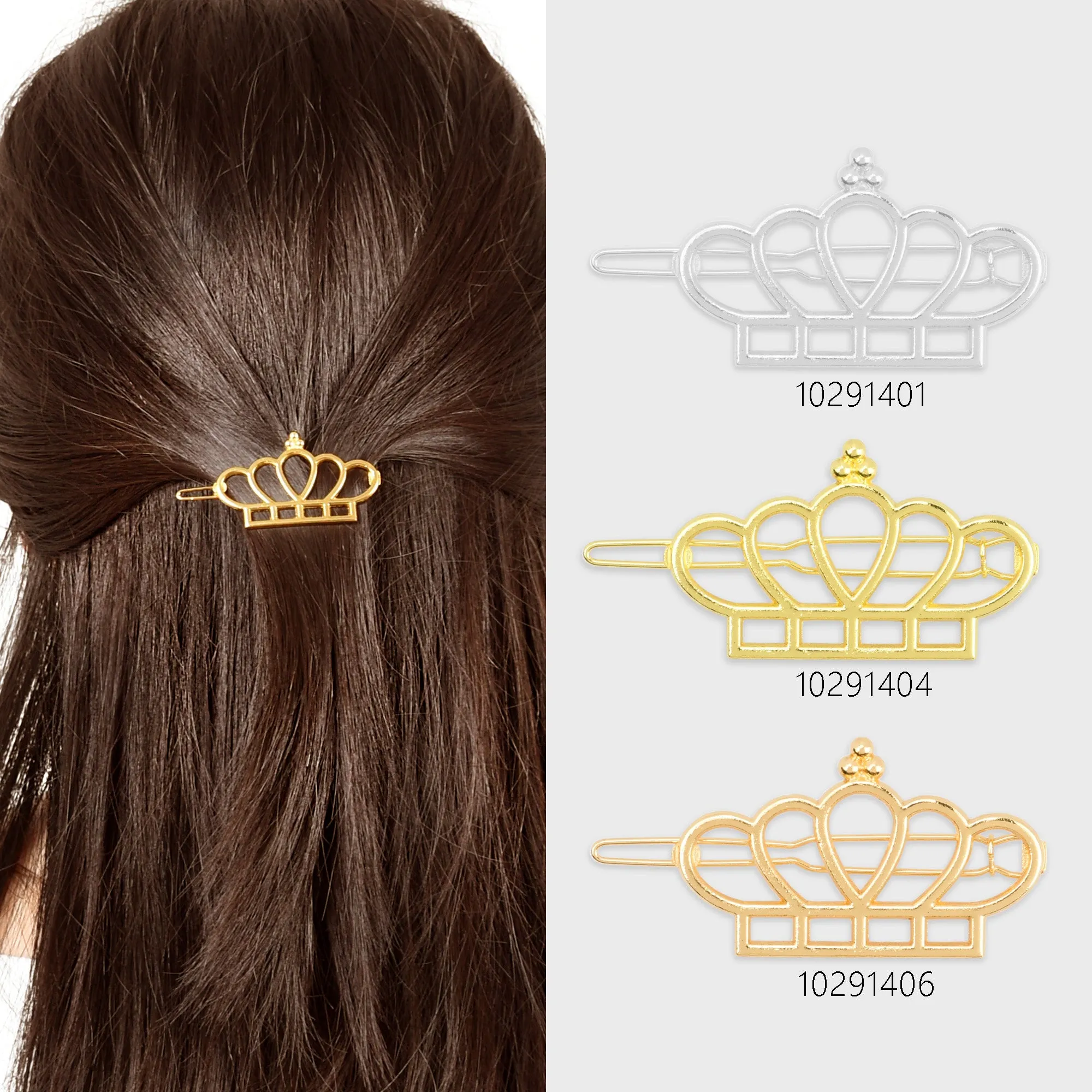 1*1 3/4 Alloy Crown hair clip Hair Jewelry Geometric Hairpin Hair Barrette Hair Accessory Hair Accessory Supply 5pcs 102914