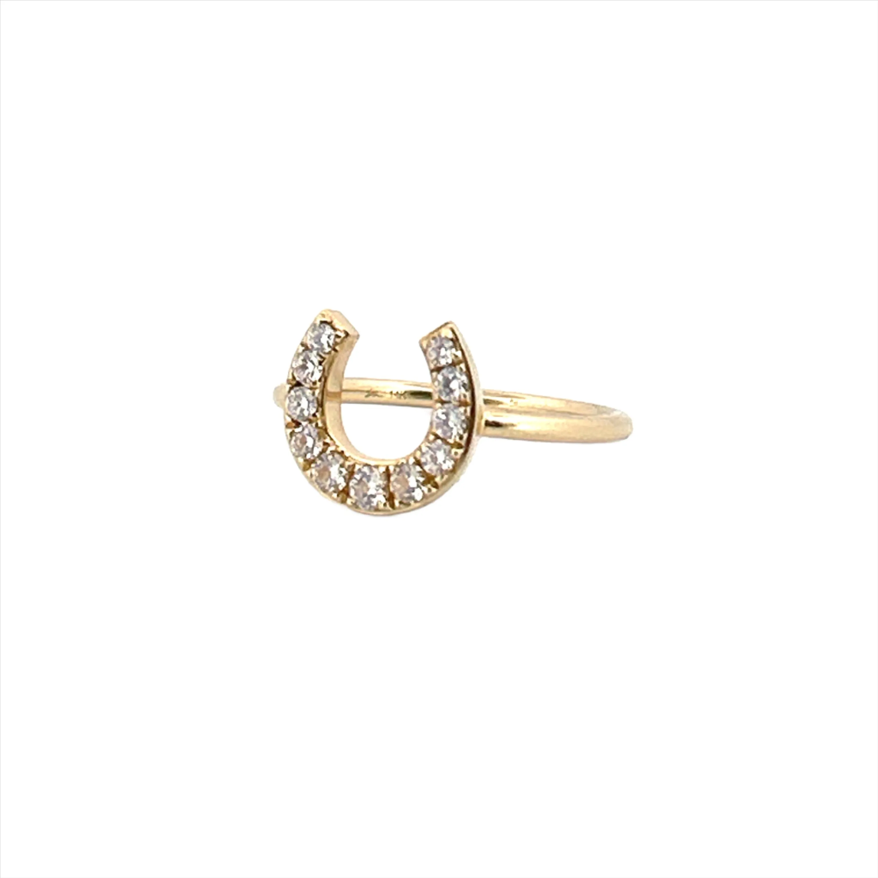 14K Gold Big Horseshoe Diamond Band