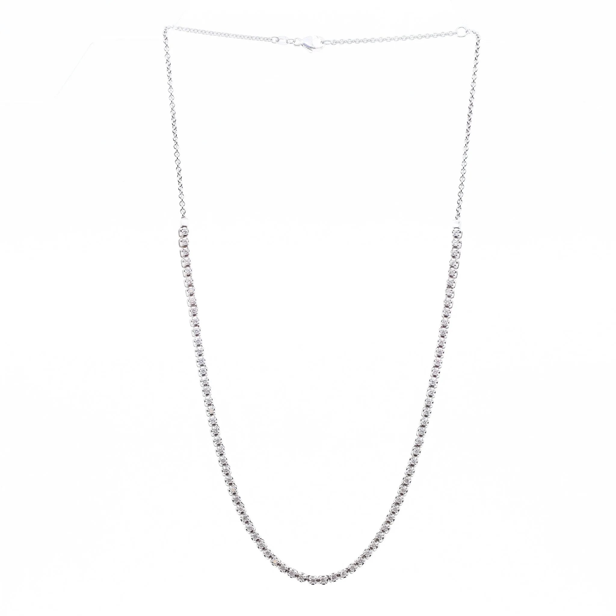 15-16.5 INCH 14K WHITE GOLD DIAMOND TENNIS CHOKER 1.64CTW