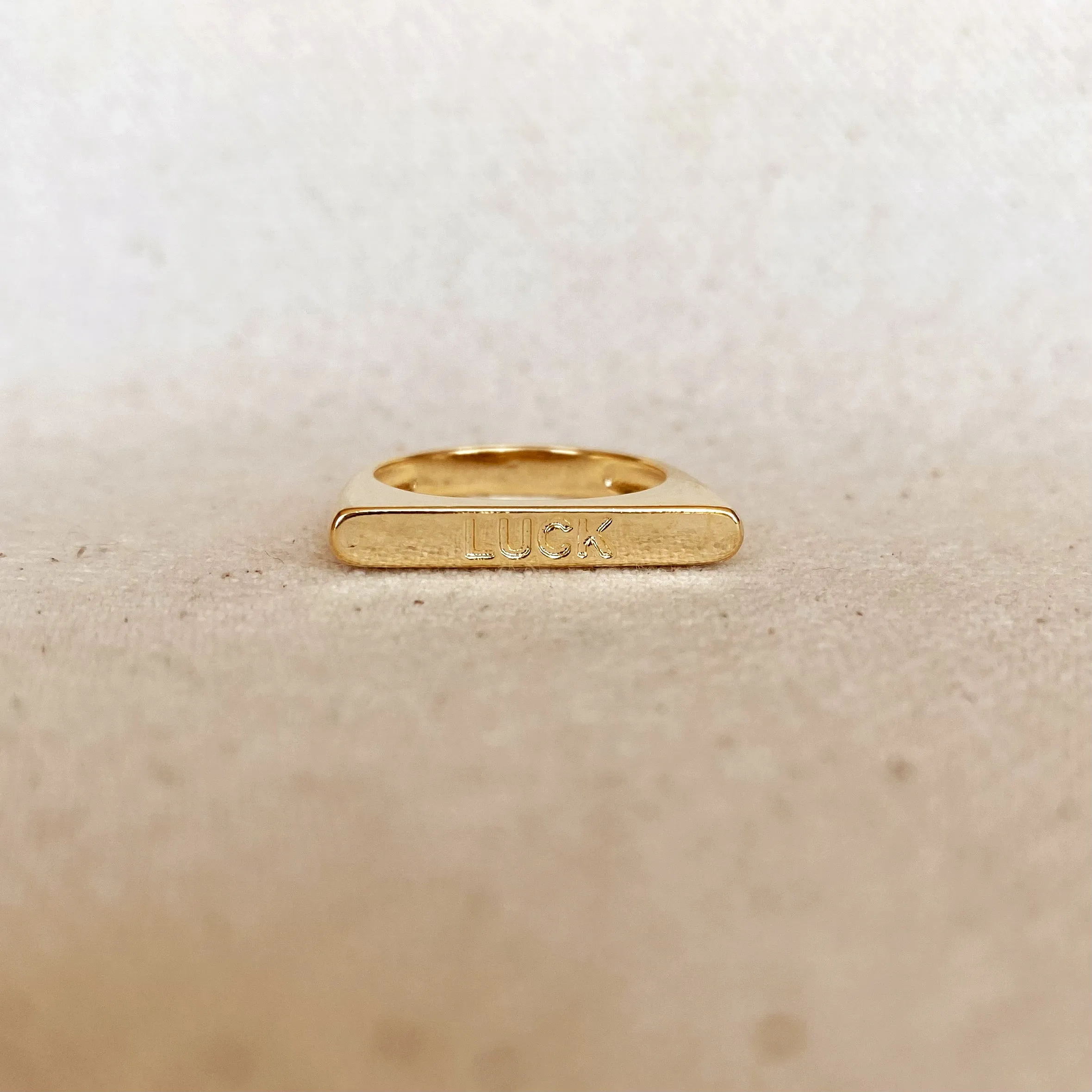 18k Gold Filled Luck Engraved Stackable Ring