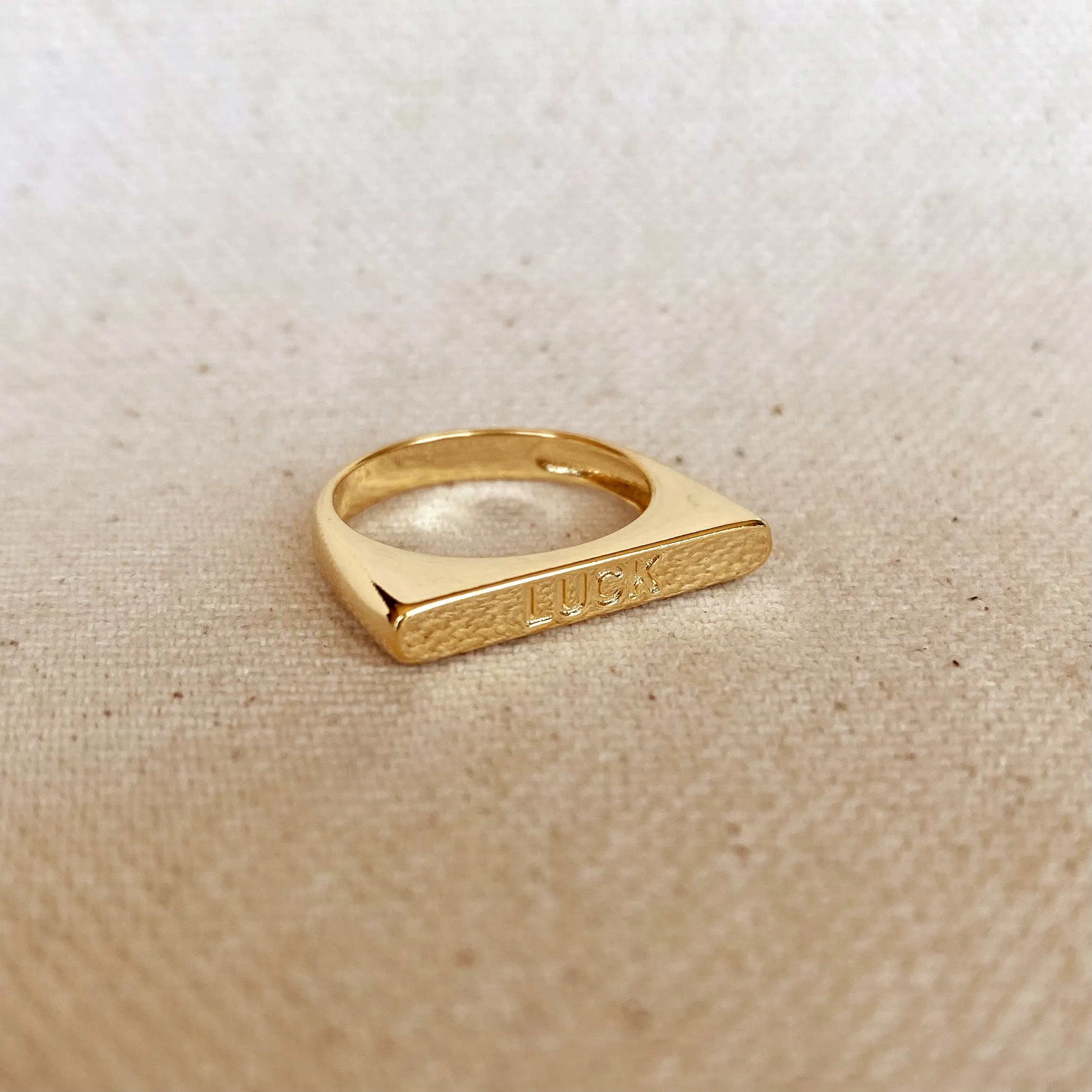 18k Gold Filled Luck Engraved Stackable Ring