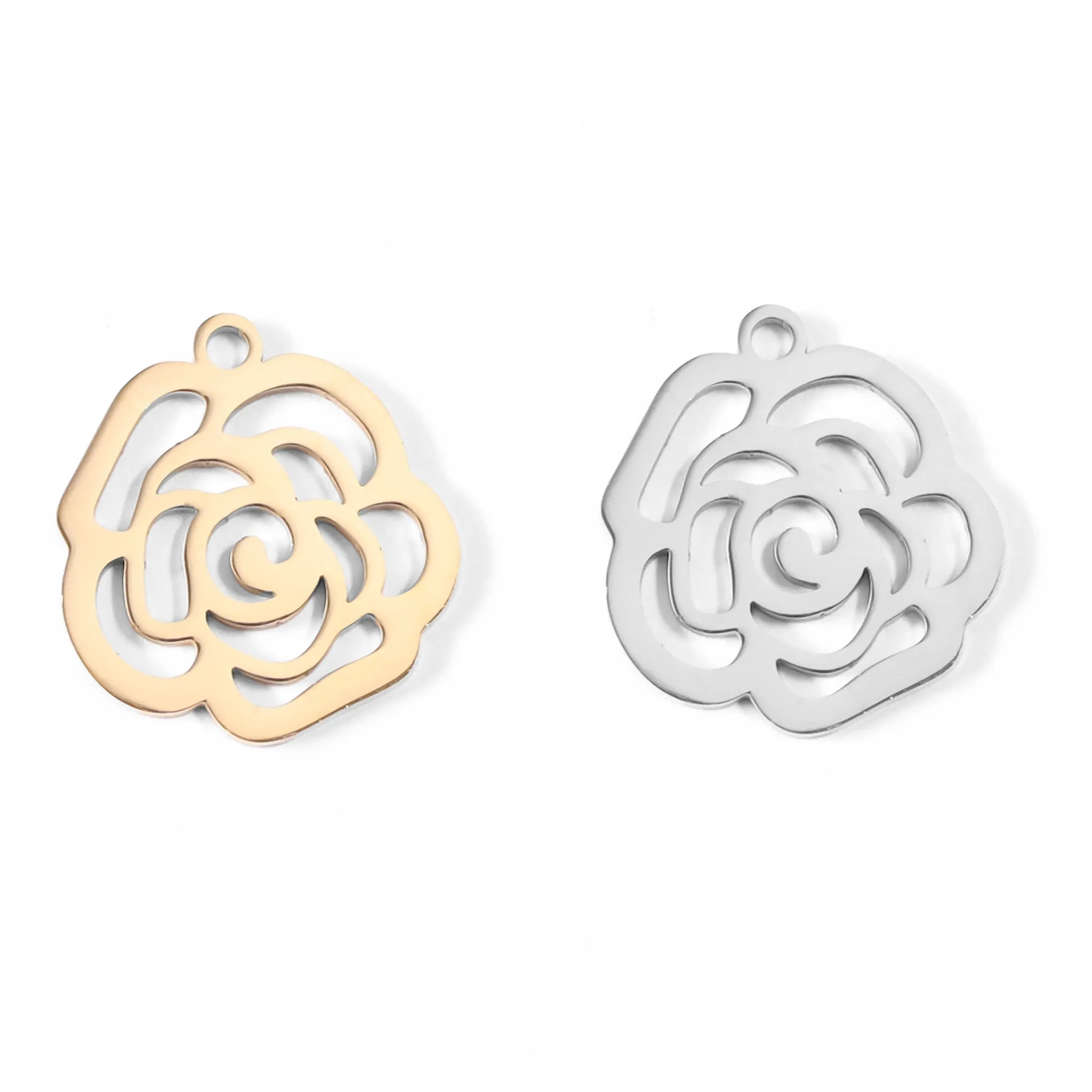 18K Gold PVD Stainless Steel Rose Charm / PDL0026