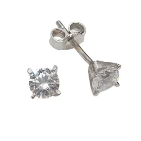 18K White Gold Round Stud Earrings