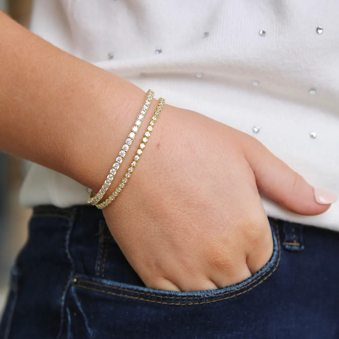 3.5mm Tennis Bracelet 18K Gold Plated Sterling Silver