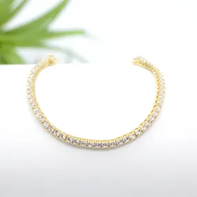 3.5mm Tennis Bracelet 18K Gold Plated Sterling Silver