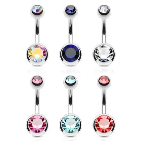 6 Pcs Value Pack Double Jeweled 316L Surgical Stainless Steel WildKlass Navel Rings