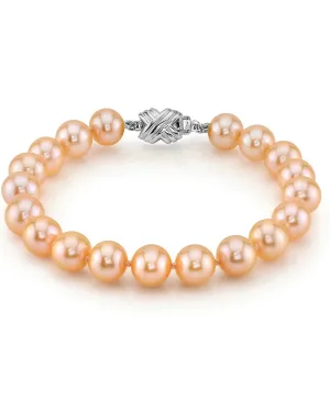 8.5-9.5mm Peach Freshwater Pearl Bracelet - AAAA Quality