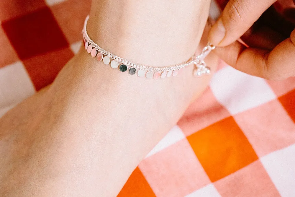 925 round bell anklet-ao