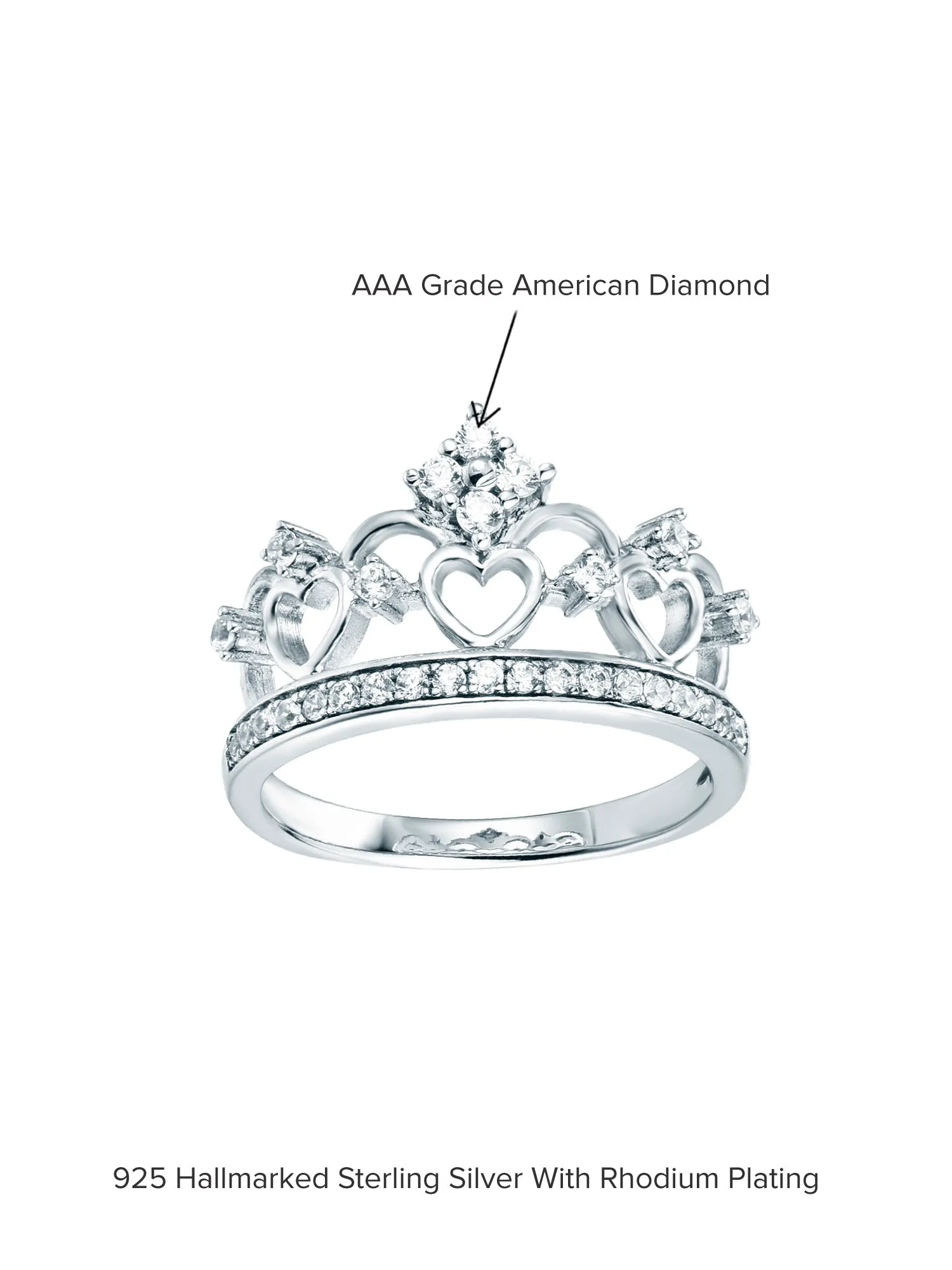 925 Silver Tiara Crown Ring