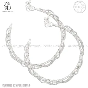 925 Sterling Silver Anklets Pair