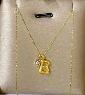 A-Z Bamboo Letter Pendant 18K Gold