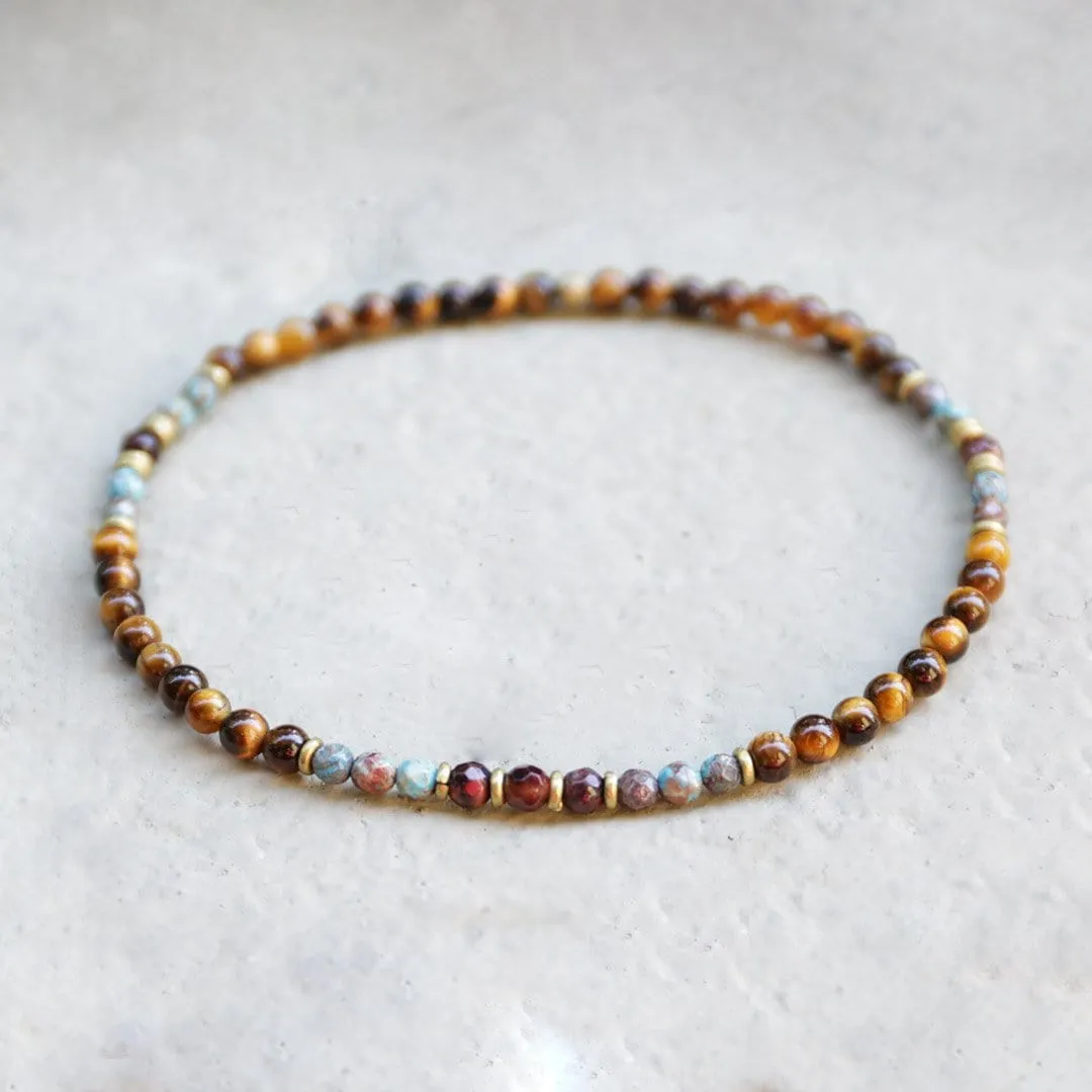 Abundance and Joy Tiger's Eye and Agate Delicate Gemstone Anklet