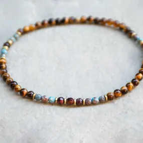 Abundance and Joy Tiger's Eye and Agate Delicate Gemstone Anklet