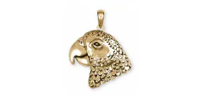 African Grey Pendant Jewelry 14k Gold Handmade Parrot Pendant AFG2X-PG