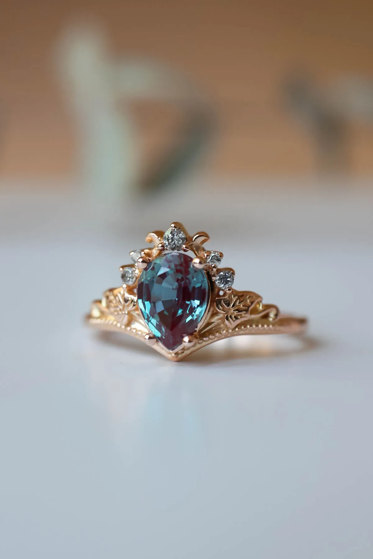 Alexandrite engagement ring set, salt and pepper diamond tiara ring / Ariadne