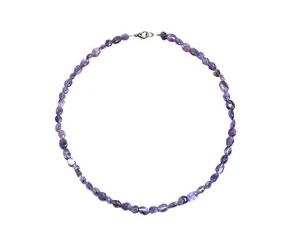 Amethyst Polished Tumblestone Necklace with Clasp - 17 Inches