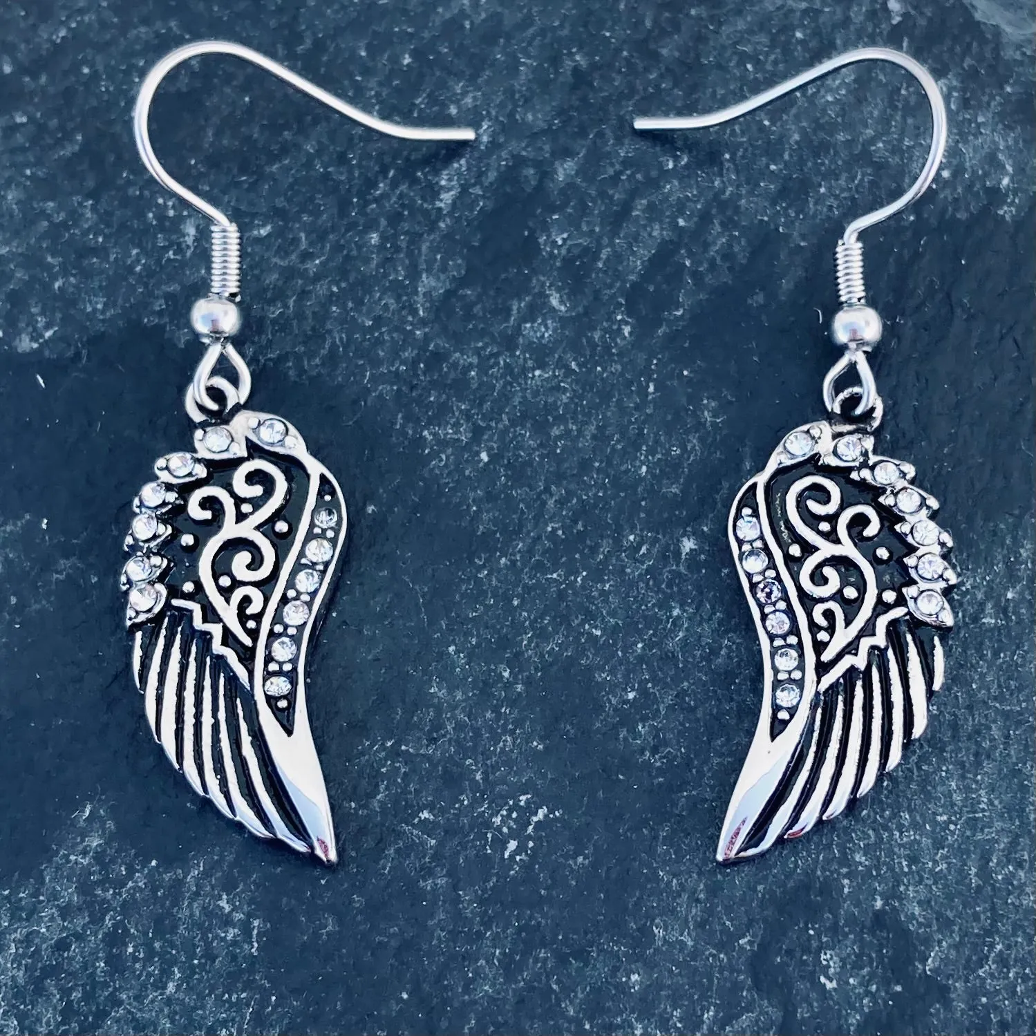 Angel Wings Mini Earrings - Silver Bling  French wire- SK2294E