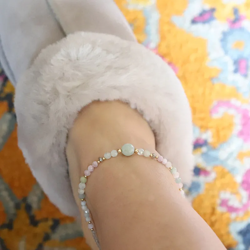 Aquamarine and Kunzite Luxury Anklet