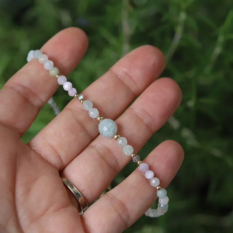 Aquamarine and Kunzite Luxury Anklet