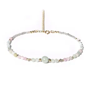 Aquamarine and Kunzite Luxury Anklet