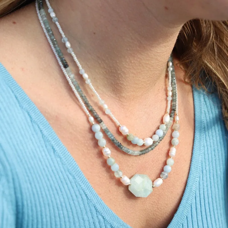 Aquamarine and Pearls Necklace