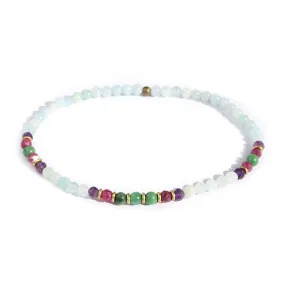 Aquamarine, Jade and Ruby Anklet