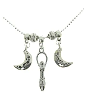 AVBeads Fairy Jewelry Beads and Charms on 20 Silver Plated Chain Necklace Moon Goddess Charms