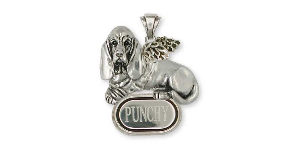 Basset Hound Angel Pendant Jewelry Sterling Silver Handmade Dog Pendant BAS4-ADP