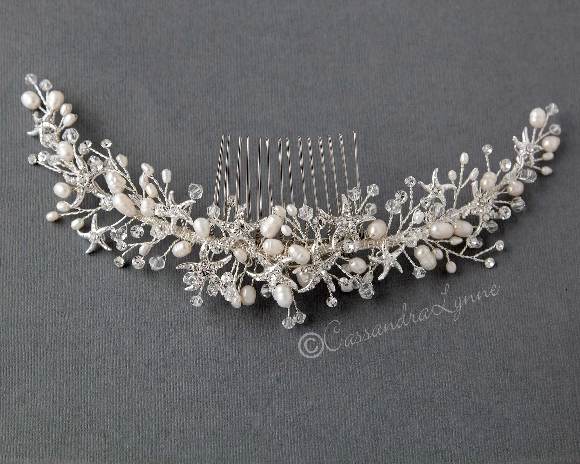 Beach Wedding Headpiece of Starfish and Crystals