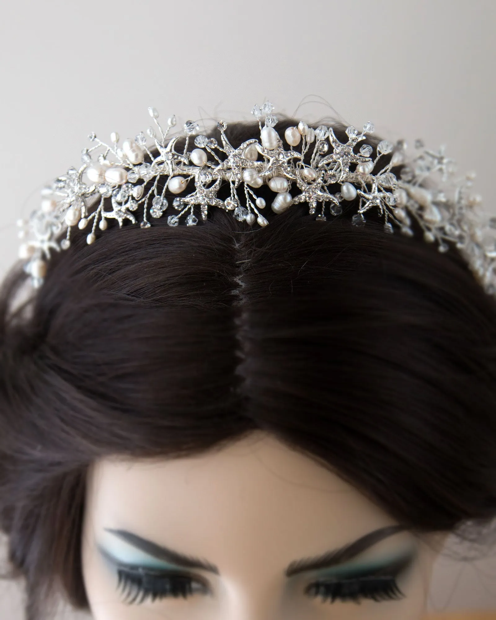 Beach Wedding Headpiece of Starfish and Crystals