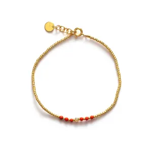 Bead & Gem Bracelet, Coral