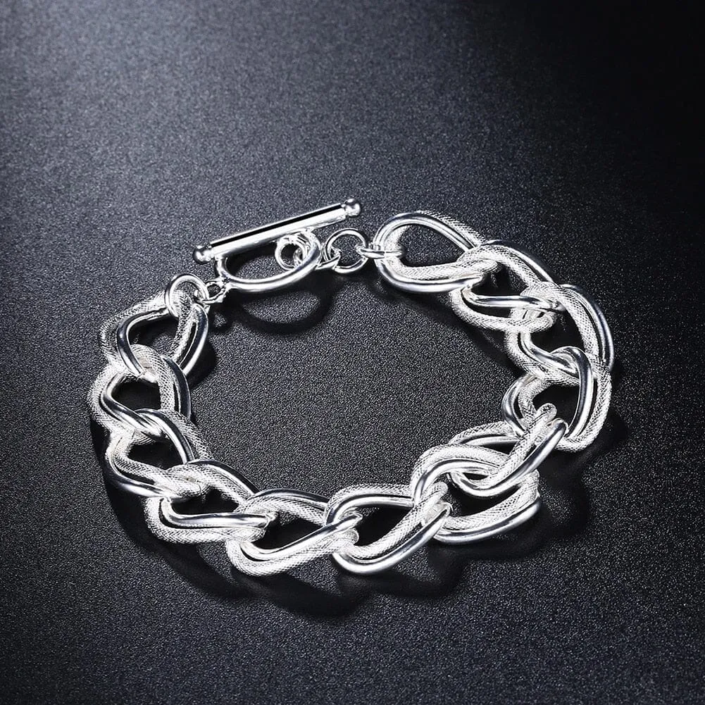 Beautiful Double Twist Chain Bracelet - 925 Sterling Silver