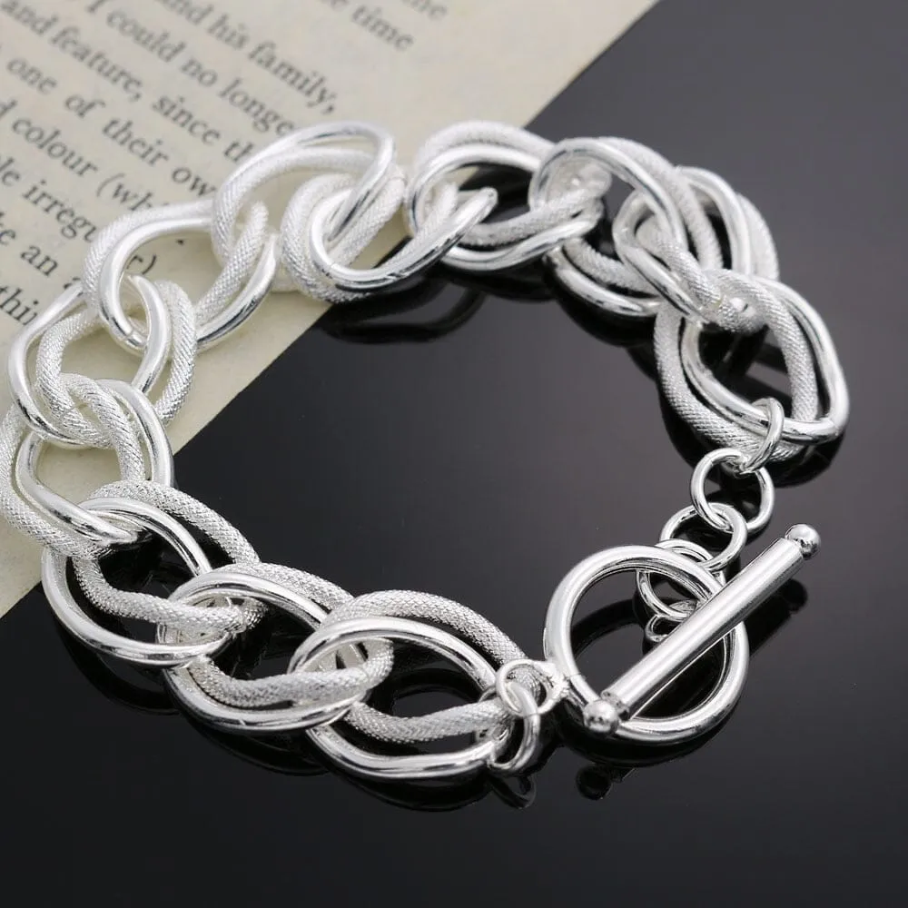 Beautiful Double Twist Chain Bracelet - 925 Sterling Silver