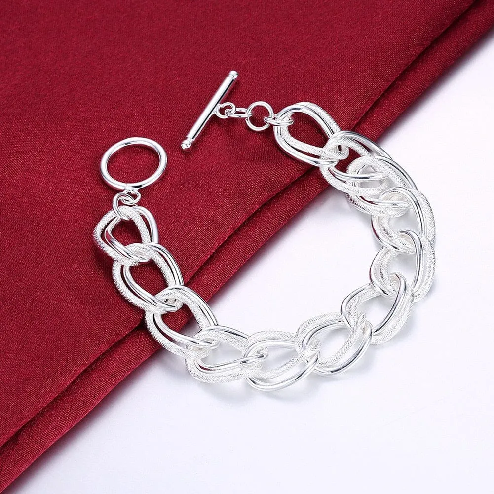 Beautiful Double Twist Chain Bracelet - 925 Sterling Silver