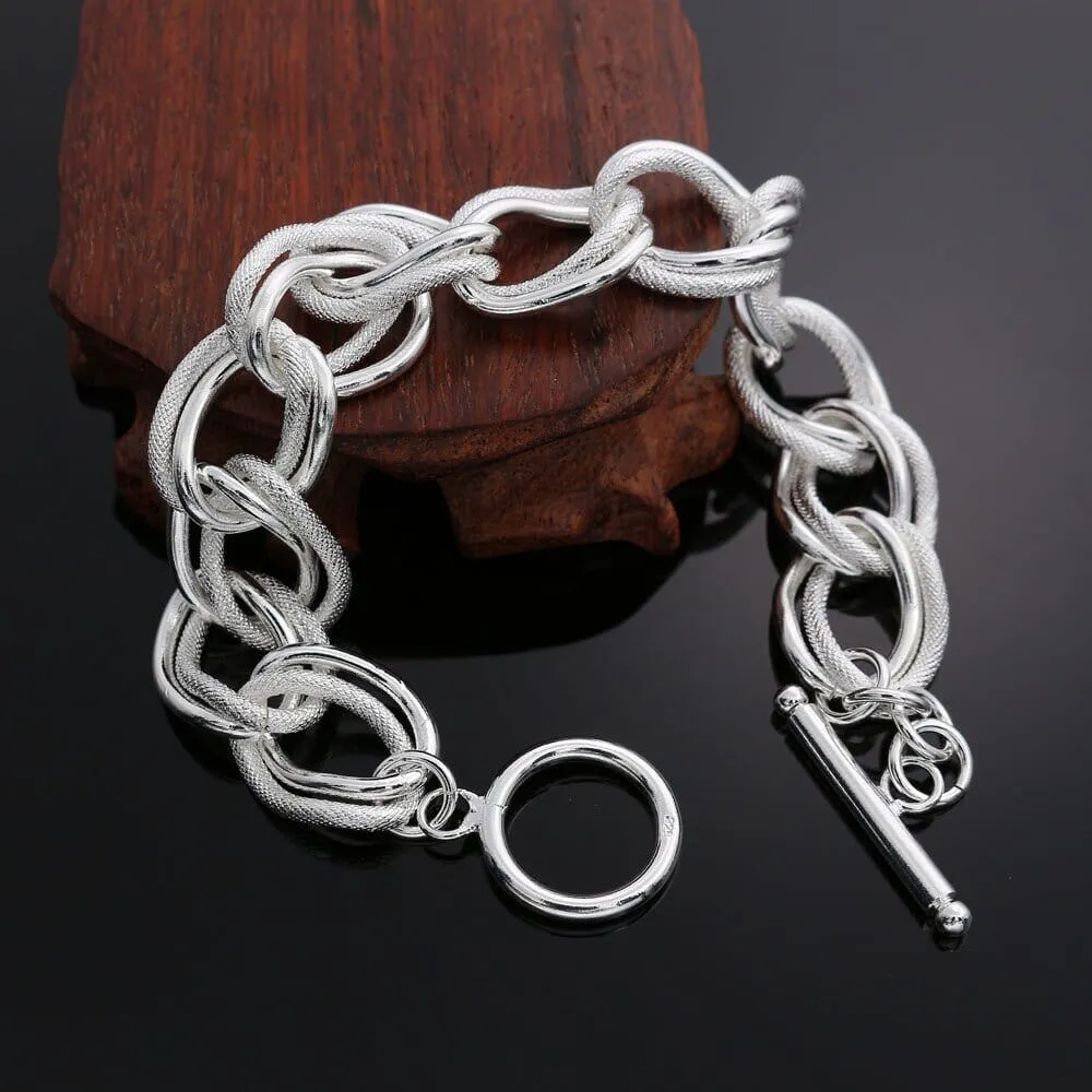 Beautiful Double Twist Chain Bracelet - 925 Sterling Silver