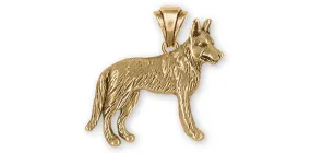 Belgian Malinois Jewelry 14k Yellow Gold Handmade Belgian Malinois Pendant  BMA1-PG