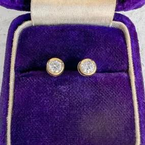 Bezel Set Diamond Stud Earrings, 0.30ctw.