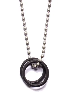 Black Glass Two Rings Necklace