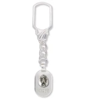 Bloodhound Key Ring Jewelry Sterling Silver Handmade Dog Key Ring BHD4-KRE