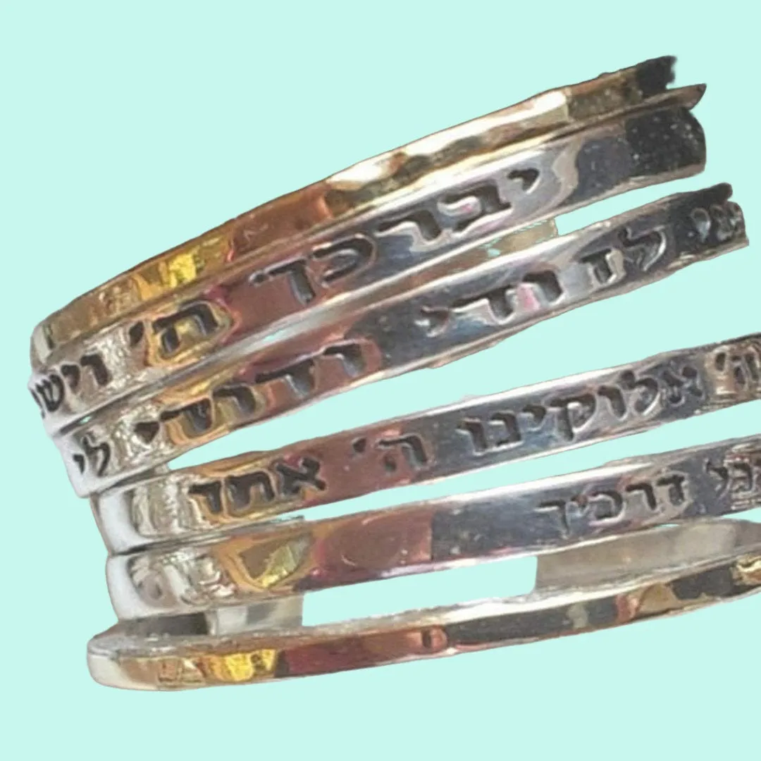 Bluenoemi Israeli spinner rings Jewelry | Personalized Israeli jewelry designers silver rings, hebrew blessing ring for woman