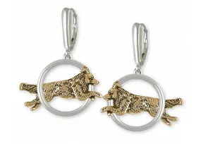 Border Collie Earrings Jewelry Silver And 14k Gold Handmade Dog Earrings BDX41X-TNDE