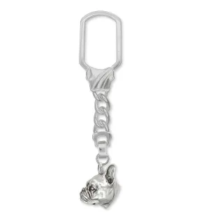 Boston Terrier Key Ring Jewelry Sterling Silver Handmade Dog Key Ring BT15-KRE