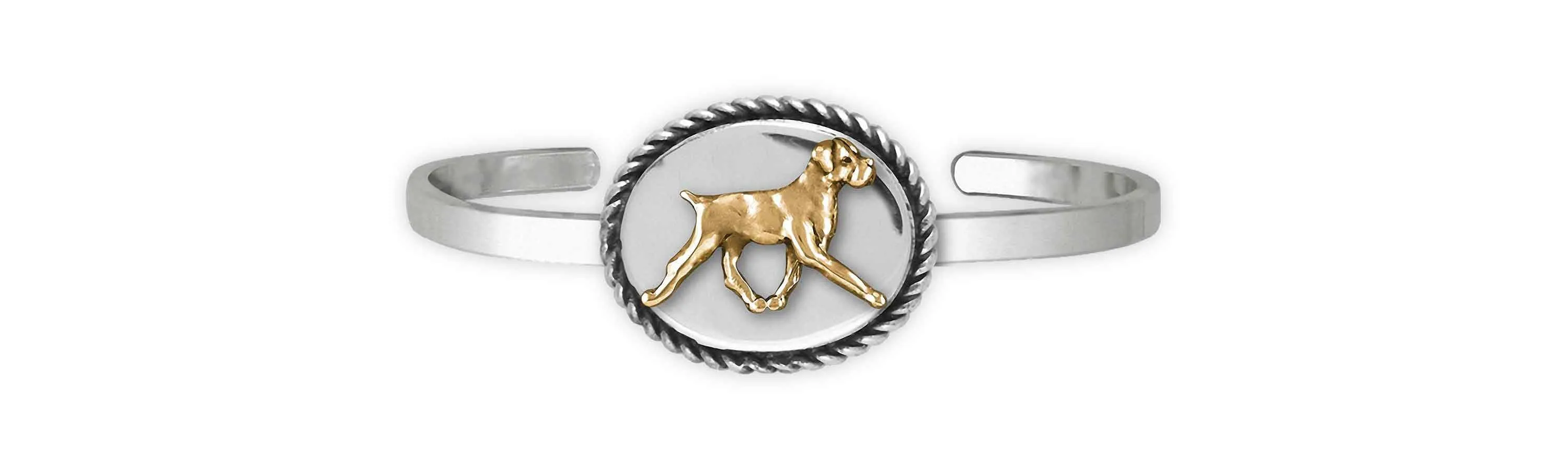 Boxer Jewelry Silver And 14k Gold Handmade Boxer Dog Bracelet  BX11-TNCB