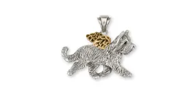 Briard Angel Pendant Jewelry Silver And Gold Handmade Dog Pendant BRD2-TTAP