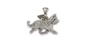 Briard Angel Pendant Jewelry Sterling Silver Handmade Dog Pendant BRD2-AP