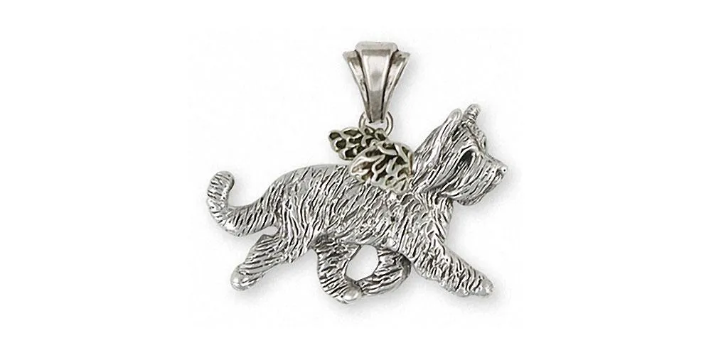 Briard Angel Pendant Jewelry Sterling Silver Handmade Dog Pendant BRD2X-AP