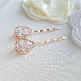 Bridal Hair Pins Rose Gold- Evelyn