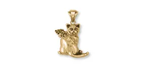 British Shorthair Angel Pendant Jewelry Gold Vermeil Handmade Cat Pendant BRS4-APVM