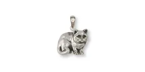 British Shorthair Pendant Jewelry Sterling Silver Handmade Cat Pendant BRS5-P